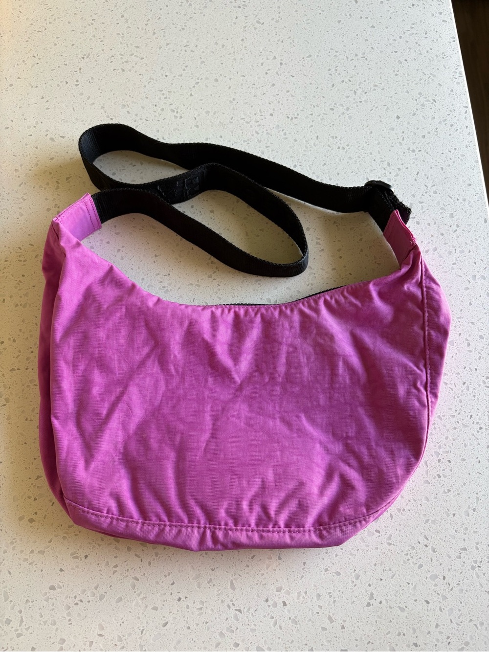 BAGGU Medium Nylon Crescent Crossbody Bag in Pink